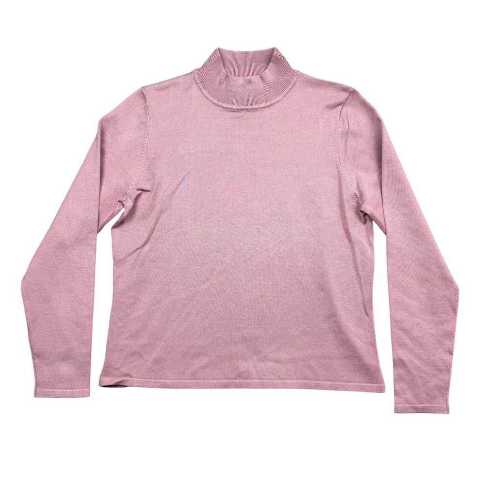 Vintage Pendleton Mock Neck Sweater Women M Pink Silk Blend Knit Long Sleeve EUC